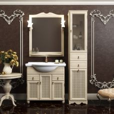 Мебель Opadiris Тибет 80 см с стекломиз массива для ванной комнаты