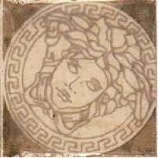 Итальянский керамический декор Versace (Версаче) Palace Medusa Nero 14639 2,8*2,8 см для ванной комнаты, кухни, прихожей, квартиры и дома