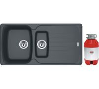 Комплект  Мойка для кухни Franke AZG 651 графит + Измельчитель отходов Franke Turbo Elite TE-50 с пневмокнопкой