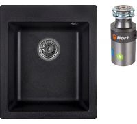Комплект  Мойка для кухни Granula GR-4201 черный + Измельчитель отходов Bort Titan 4000