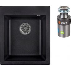 Комплект  Мойка для кухни Granula GR-4201 черный + Измельчитель отходов Bort Titan 4000