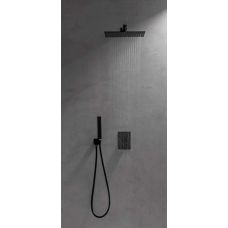 Urban Комплект для душа (верхний душ+кронштейн+ручной душ+гибкий шланг+смеситель термостатический) черный