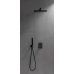 Urban Комплект для душа (верхний душ+кронштейн+ручной душ+гибкий шланг+смеситель термостатический) черный
